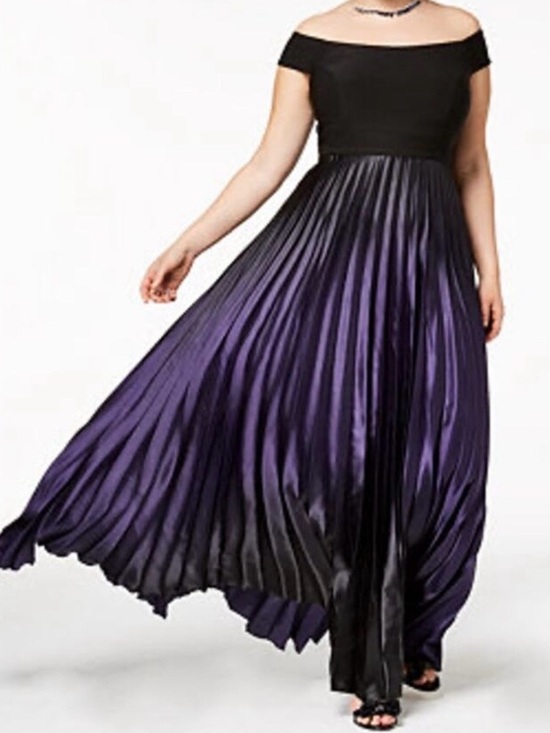 City Chic Dresses & Skirts - City Chic Trendy Passion Deep Purple Ombre Pleated Maxi Dress - size 16